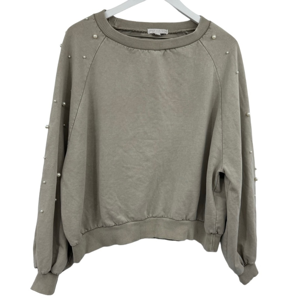 American Eagle Don’t Ask Why Faux Pearl Dolman Sleeve Sweatshirt One Size - Picture 1 of 8